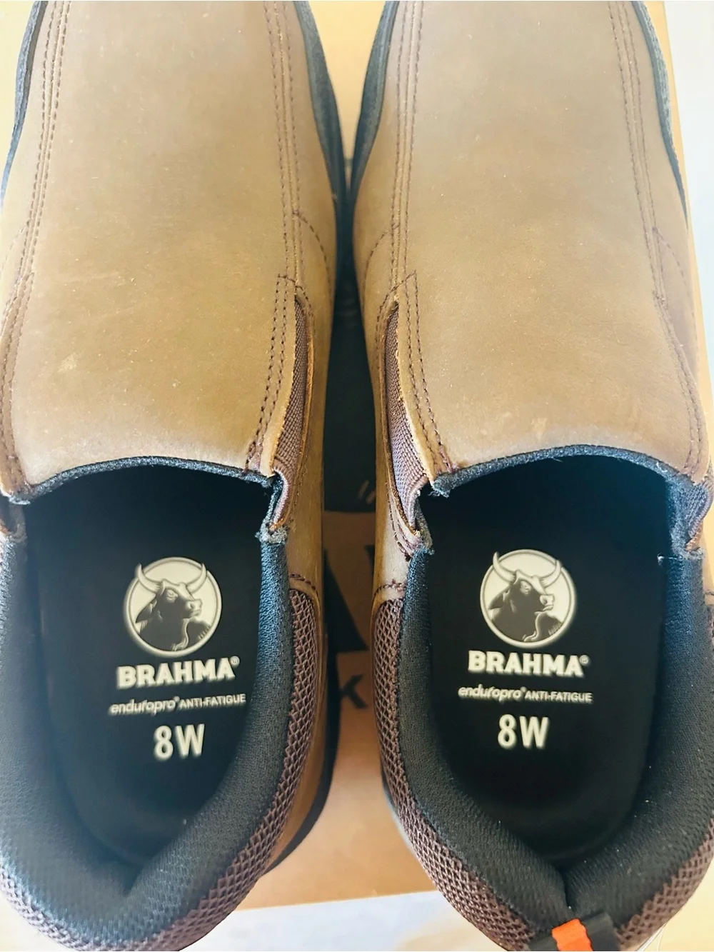 Brahma Steel Toe Slip-On Work Shoes - Brown
